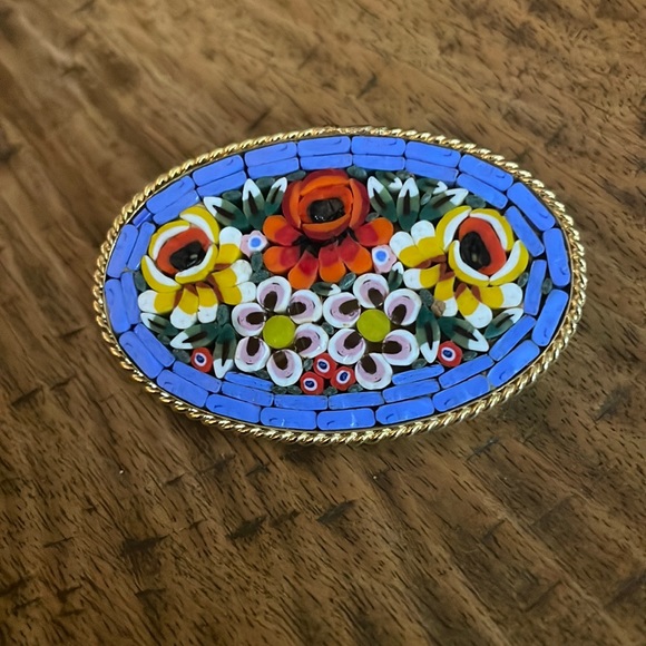 Vintage Jewelry - vintage mosaic made made brooch made in Italy